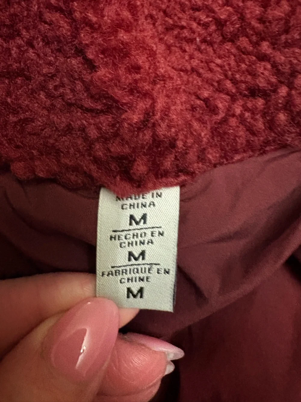 Levi’s Cabernet Wine Quilted Teddy Sherpa Long Coat Medium autumn fall cozy soft